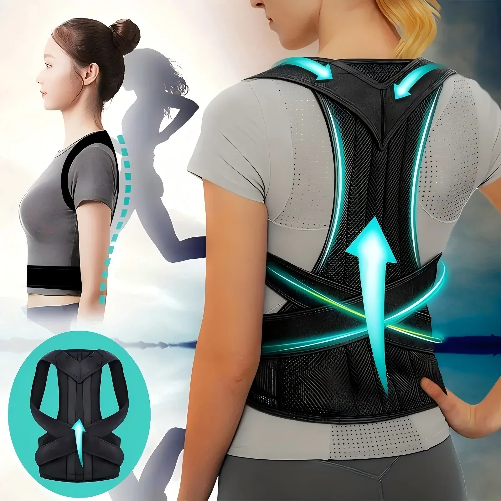 Back Brace Posture Corrector Belt for Women & Men Back Lumbar Support, Adjustable Shoulder Posture Support for Improve Scoliosis - Image 3